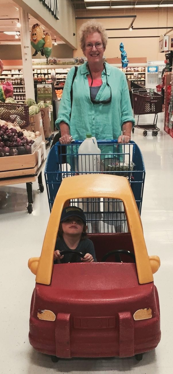 Lee on Granny duty at the grocery store